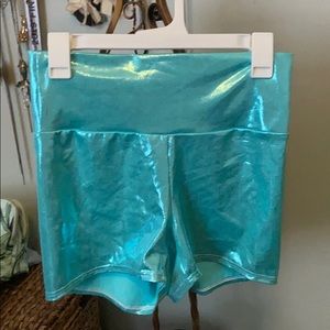 High Waisted Aqua Rave Shorts
